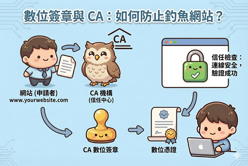 數位簽章身分驗證示意圖