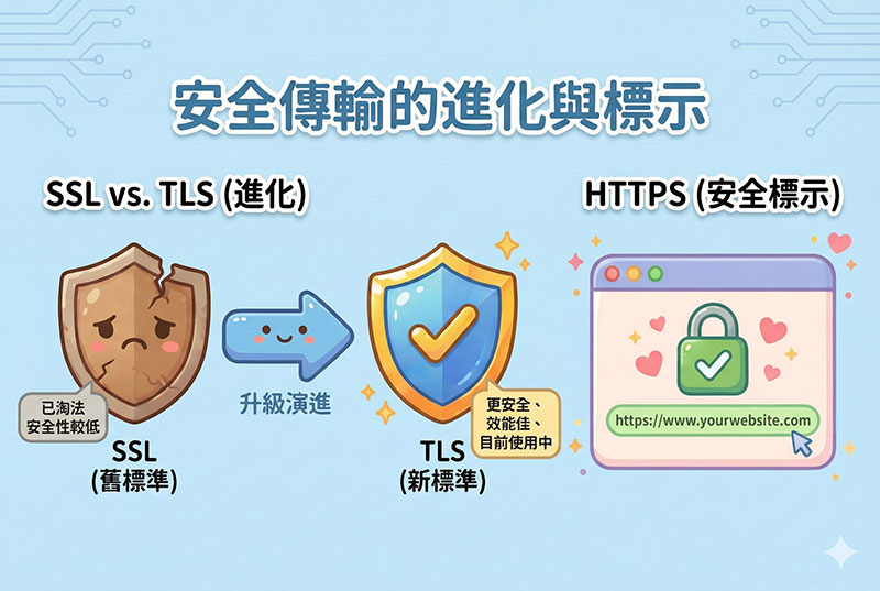 SSL TLS 網路安全示意圖