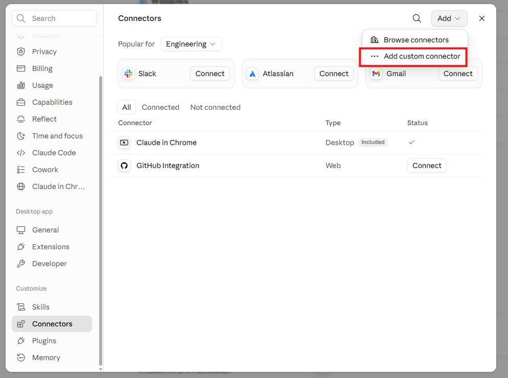 Connectors 新增自訂連線器