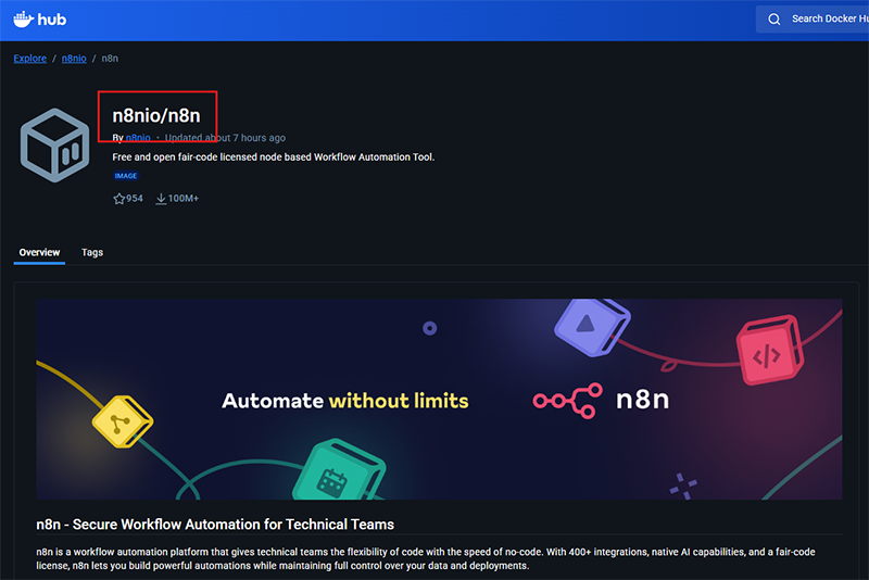 Docker Hub n8n 頁面